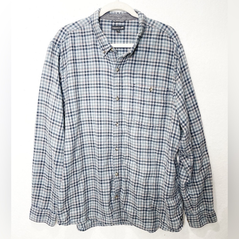 Toad & Co Airsmyth Long Sleeve Plaid Lightweight Button Front Flannel Size XXL